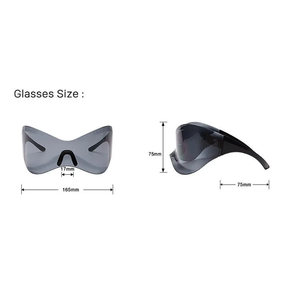 Modern Oversized Rimless Shield Wraparound Fashion Womens Pink Sunglasses Lentes